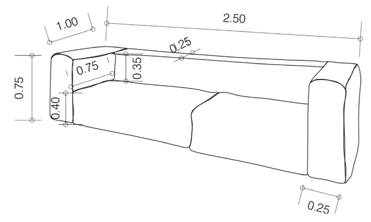 Luxury living room sofa with stripes white / blue 250 cm