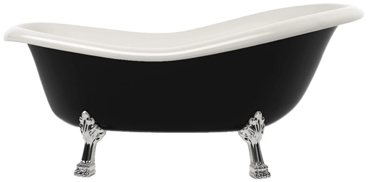 Art Nouveau bathtub black / white / silver 168 cm - Freestanding retro style bathtub
