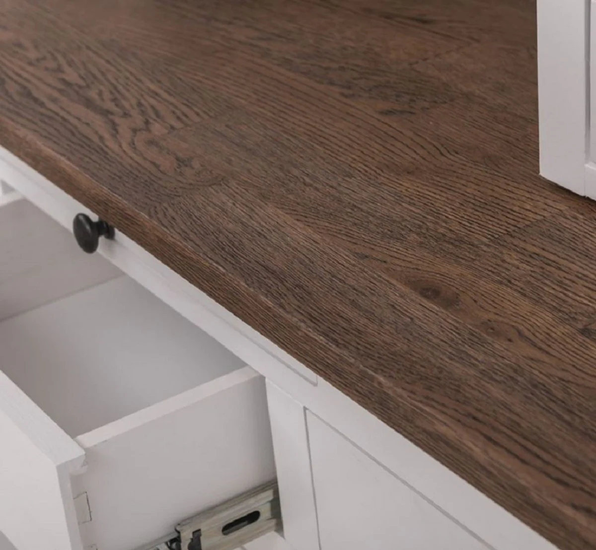 Country house style kitchen cabinet white / brown 138 x 50 x H. 197 cm - 2-part kitchen cabinet with 5 doors and 7 drawers - country house style kitchen furniture