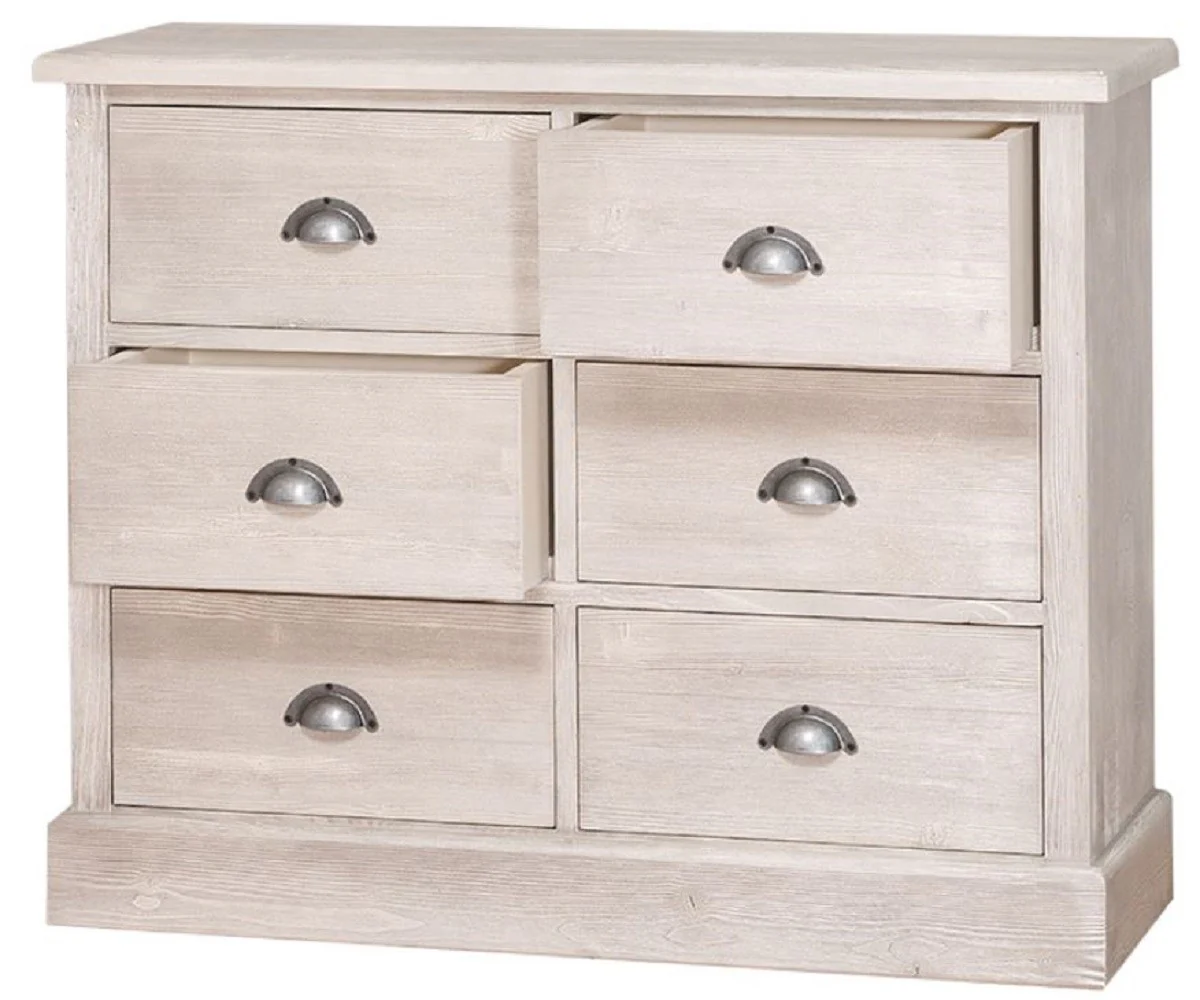 Country house style chest of drawers with 6 drawers gray 100 x 35 x H. 80 cm - country house style furniture
