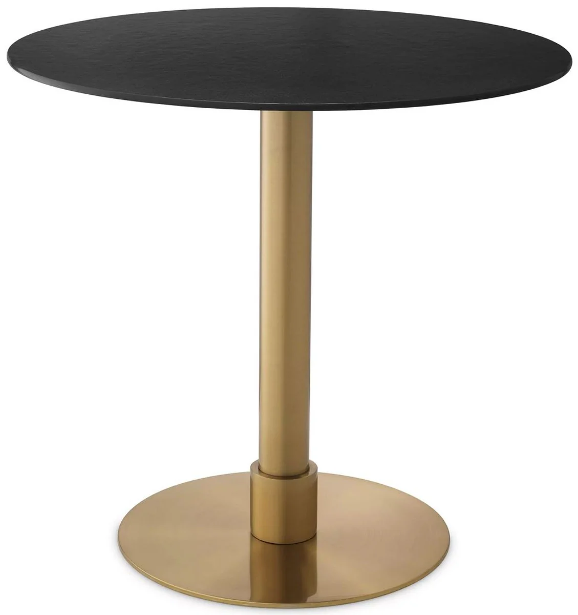 Luxury dining table black / brass Ø 80 x H. 76 cm - Round stainless steel kitchen table with ceramic table top - Dining room furniture - Dining room furnishings - Luxury furniture - Luxury furnishings