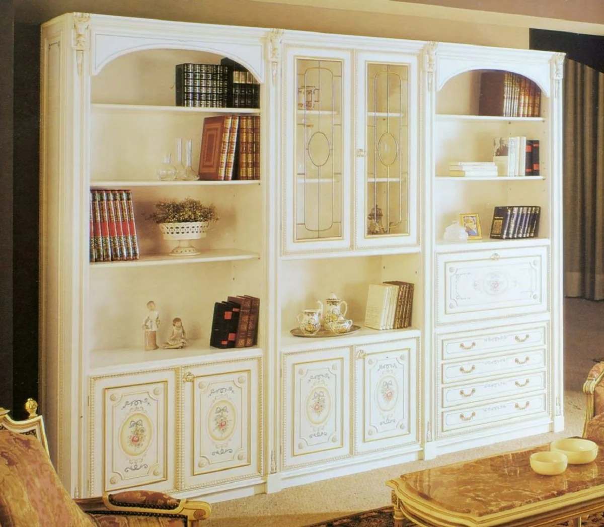 Luxury Baroque Cabinet White / Multicolored / Gold - Handmade Baroque Living Room Cabinet - Baroque Living Room Furniture - Luxury Quality - Made in Italy