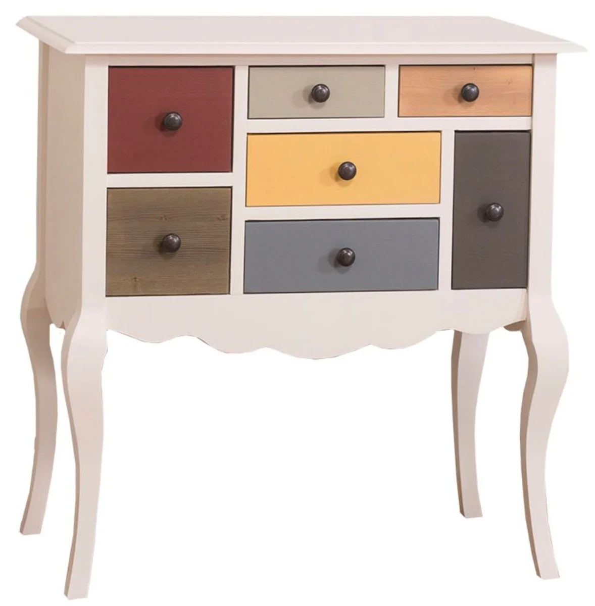 Country house style chest of drawers cream / multicolored 80 x 48 x H. 82 cm - country house style chest of drawers with 7 drawers
