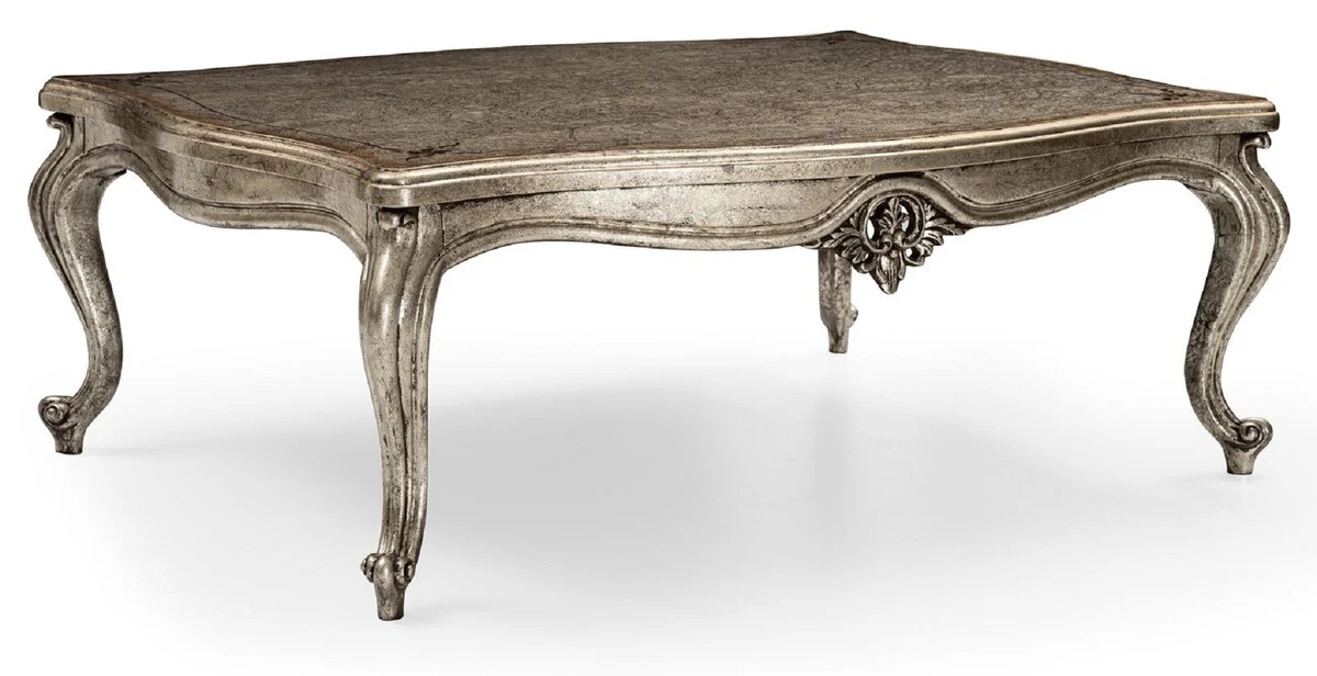 Luxury Baroque Coffee Table Antique Silver - Rectangular Solid Wood Living Room Table in Baroque Style - Baroque Furniture - Luxury Furniture in Baroque Style - Baroque Furnishings - Noble & Magnificent