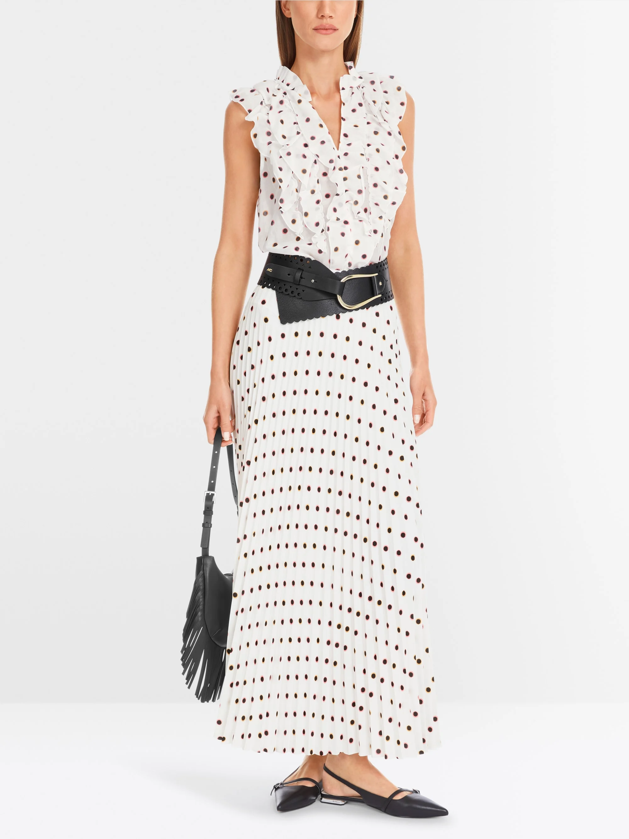 Marc-Cain Maxi-Faltenrock mit Polka Dot-Print