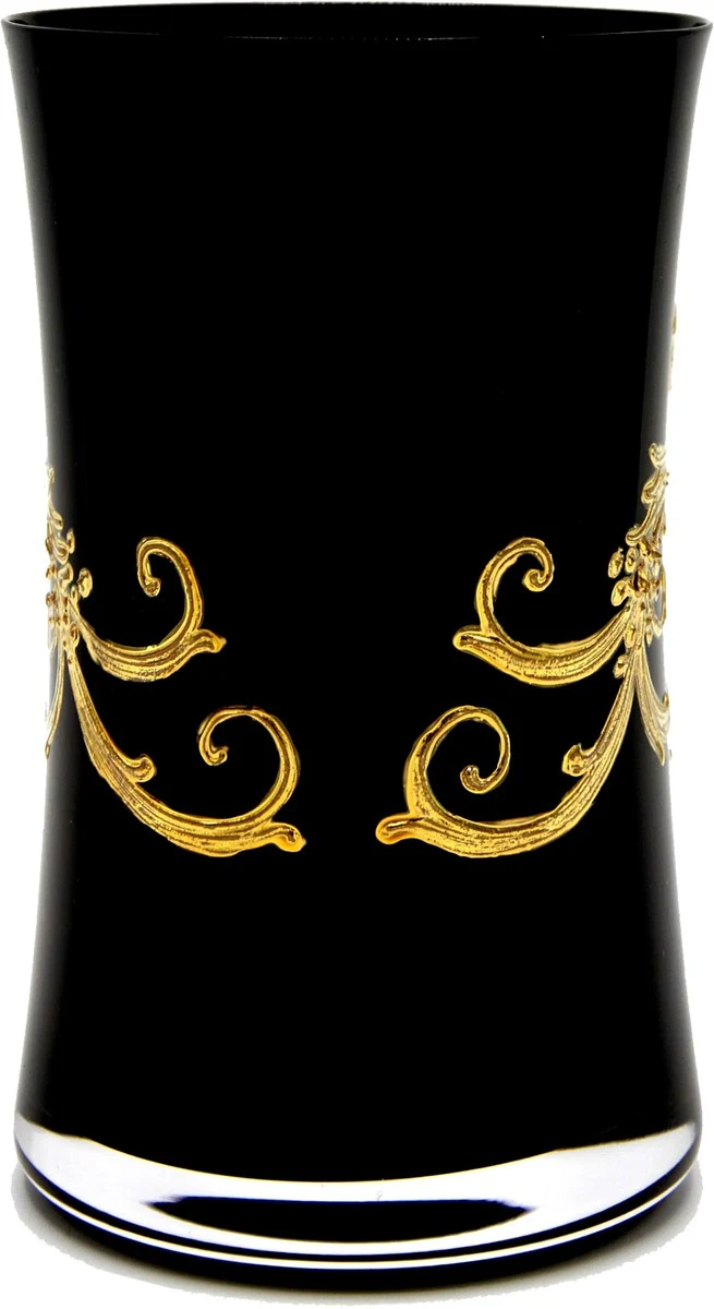 Pompöös by Luxus water glass set black / gold Ø 8 x H. 13 cm - water glasses with 24 carat gold plating - Pompöös glasses designed by Harald Glööckler