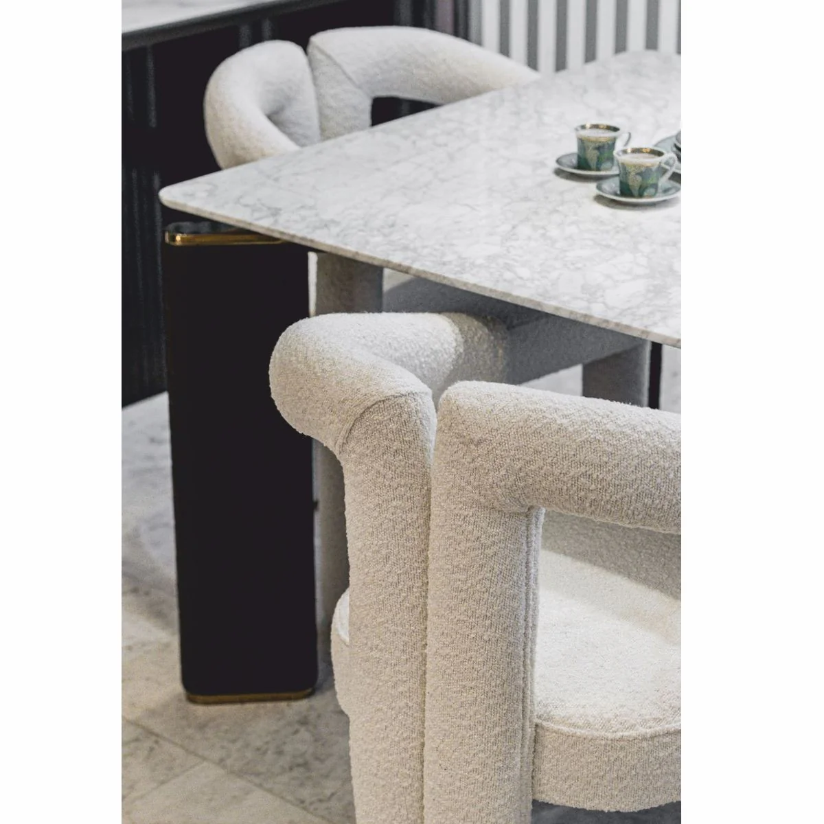 Luxury dining room chair with armrests white 60 x 65 x H. 80 cm