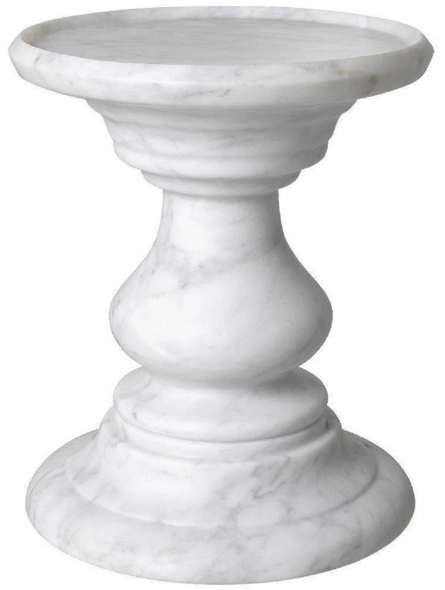Luxury side table white Ø 33 x H. 39.5 cm - Round side table made of high-quality Carrara marble - Luxury marble furniture