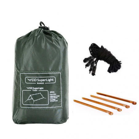 DD Hängematten Superlight Tarp 3x2,9 - Verde oliva - Toldo Bushcraft