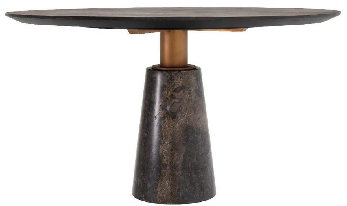 Luxury dining table gray Ø 132 x H. 76 cm - Round marble kitchen table - Luxury dining room furniture