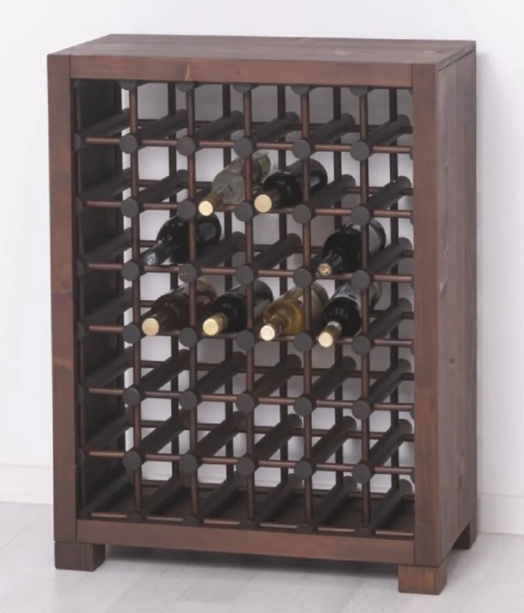 Country house style solid wood wine cabinet brown / black 68 x 35 x H. 68 cm - Solid wood wine rack in country house style - Solid wood bar furniture - Country house style bar furniture