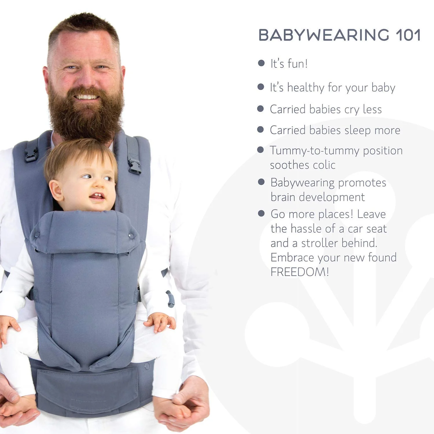 Babytrage für Neugeborene bis Kleinkinder – alle Positionen Babytrage, Babytrage-Rucksack und Baby-Vordertrage mit verstellbarem Sitz, ergonomische Babytrage, 3,3–15,6 kg (Marineblau)