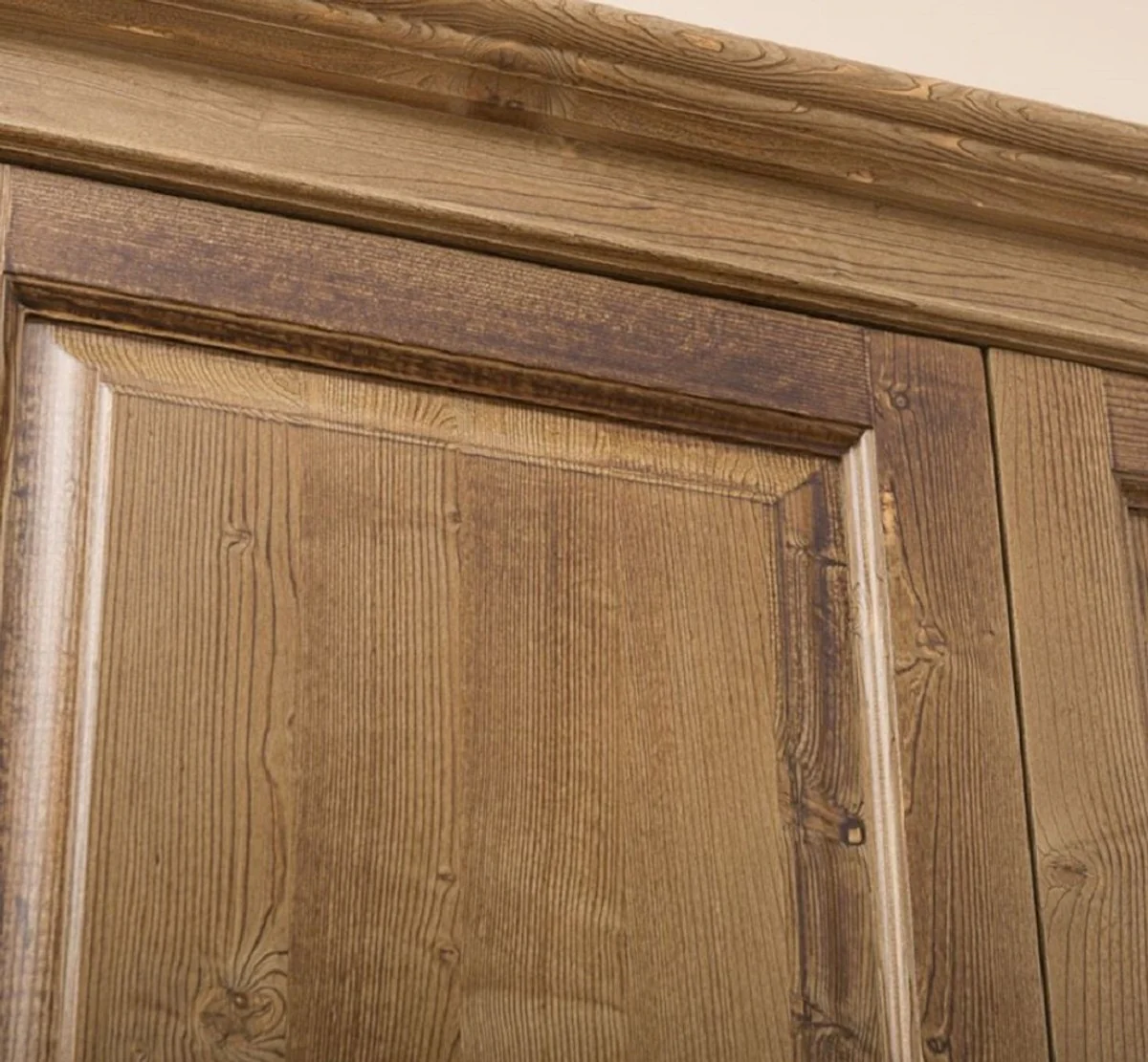 Country house style wardrobe brown 121 x 59 x H. 197 cm - solid wood bedroom wardrobe with 2 doors and 3 drawers - country house style bedroom furniture