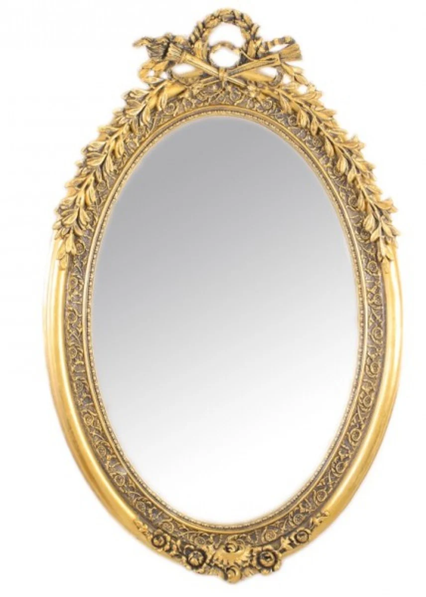 Luxury Baroque Wall Mirror Oval Gold 160 x 110 cm - Solid and Heavy - Golden Mirror
