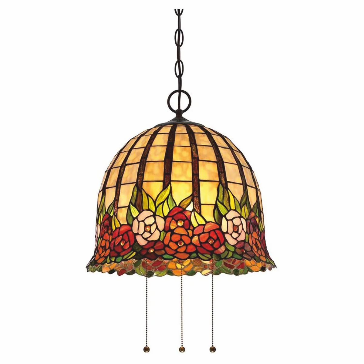 Luxury Tiffany pendant light rose colored / bronze Ø 38.1 x H. 38.3 cm
