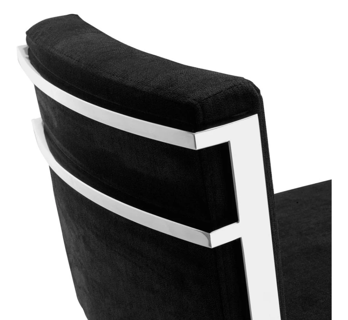 Luxury bar chair black / silver 43 x 54 x H. 91 cm - designer stainless steel bar stool with velvet fabric - bar furniture