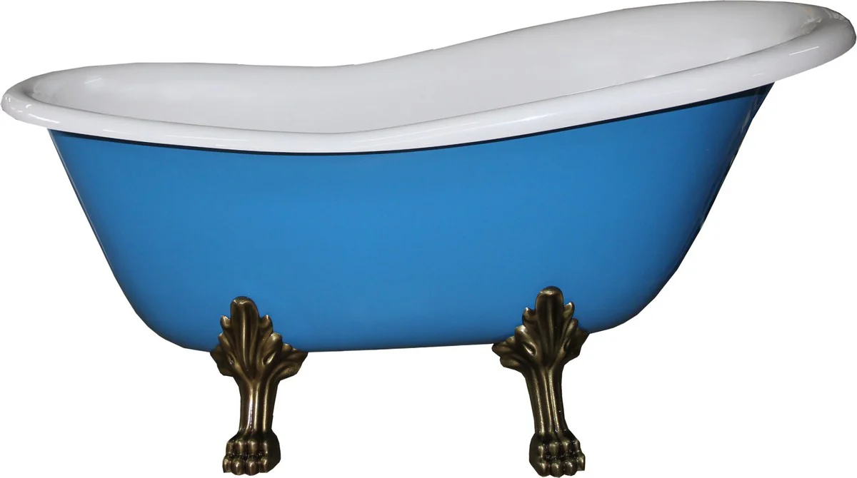 Freestanding luxury bathtub Art Nouveau Roma light blue/white/old gold 1470mm - Baroque bathroom - Mod1