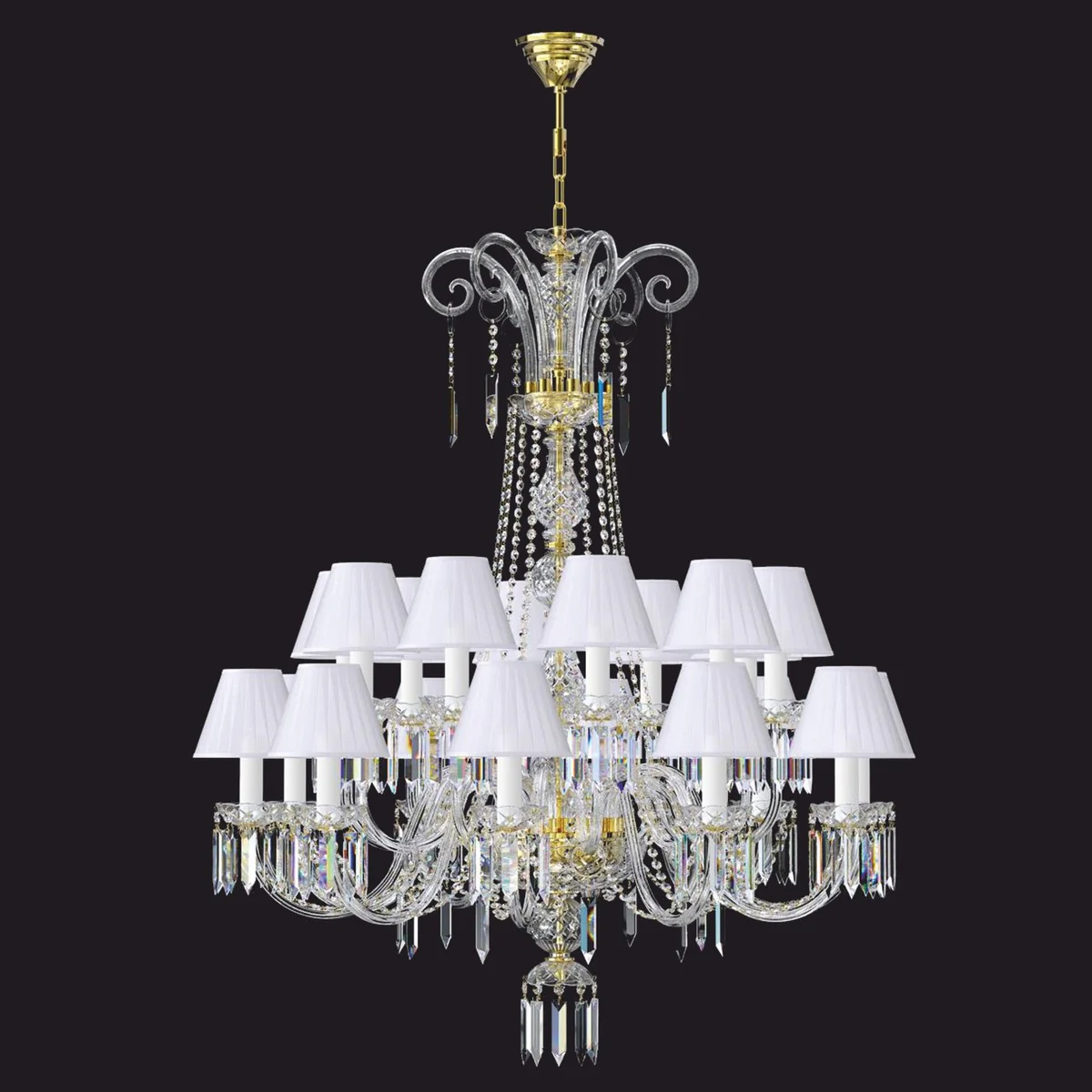 Luxury Baroque crystal chandelier gold / white Ø 117 x H. 217 cm - Baroque furniture