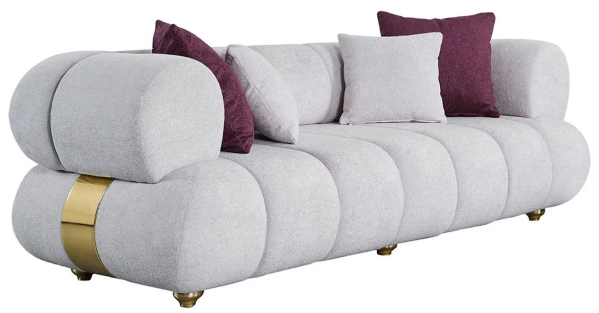 Luxury 3 Seater Sofa Gray / Gold - Modern Living Room Sofa - Modern Living Room Furniture - Luxury Collection