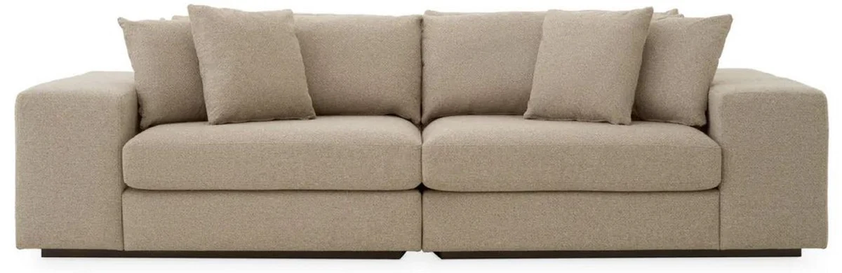 Luxus Sofa mit Kissen Grau / Schwarz 280 x 120 x H. 90 cm - Wohnzimmer Sofa - Hotel Sofa - Wohnzimmer Möbel - Hotel Möbel - Luxus Möbel - Luxus Qualität