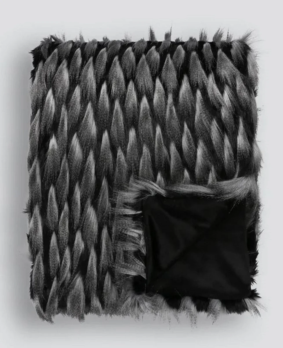 Luxury bedspread black / gray 150 x 180 cm - faux fur blanket