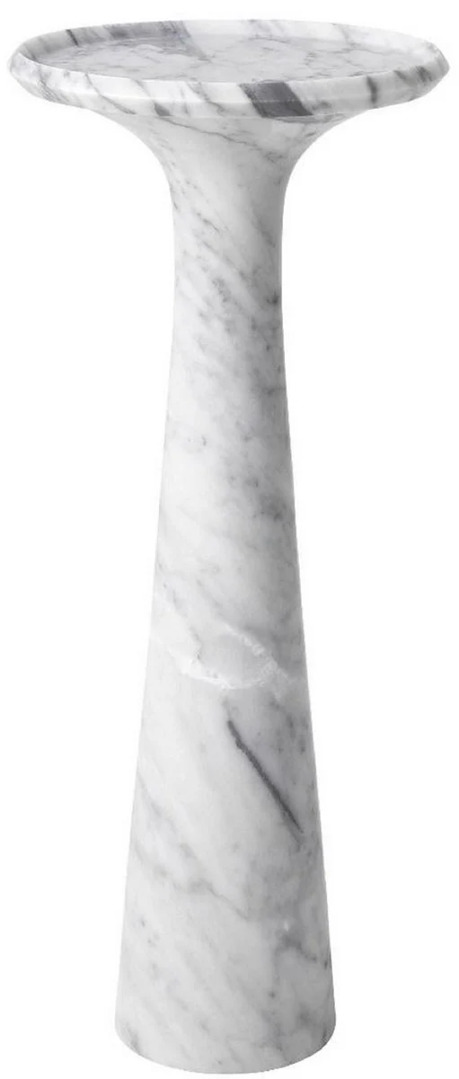 Luxury side table white Ø 30 x H. 71.5 cm - Round side table made of high-quality Carrara marble - Luxury furniture