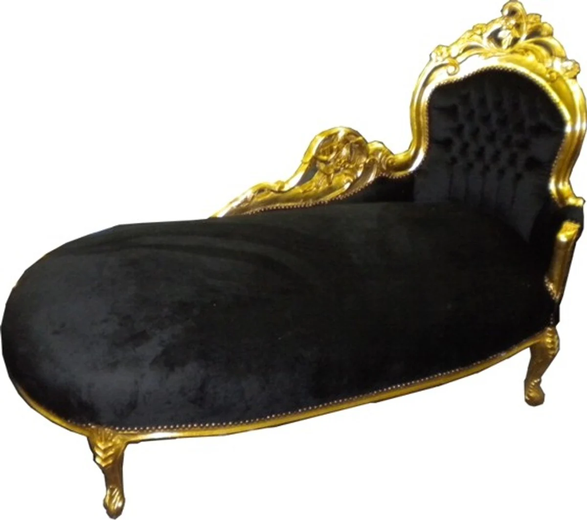 Baroque Chaise Longue King Black/Gold - Recamiere Living Room Lounger Furniture