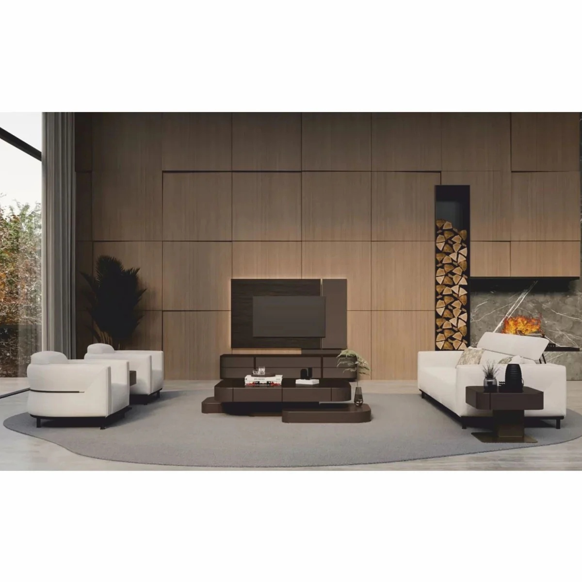 Luxury Living Room & Hotel Sofa Light Gray / Black / Brass 260 cm - Luxury Furniture