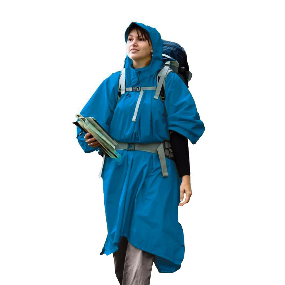 Meer zu Gipfel Nylon Tarp azul - Poncho impermeable de lluvia