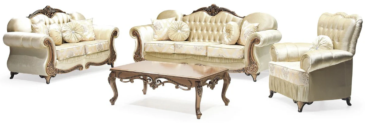 Luxury Baroque 2-seater sofa gold / copper - magnificent living room sofa with elegant pattern and glittering stones - living room furniture in baroque style - baroque furniture - noble & magnificent