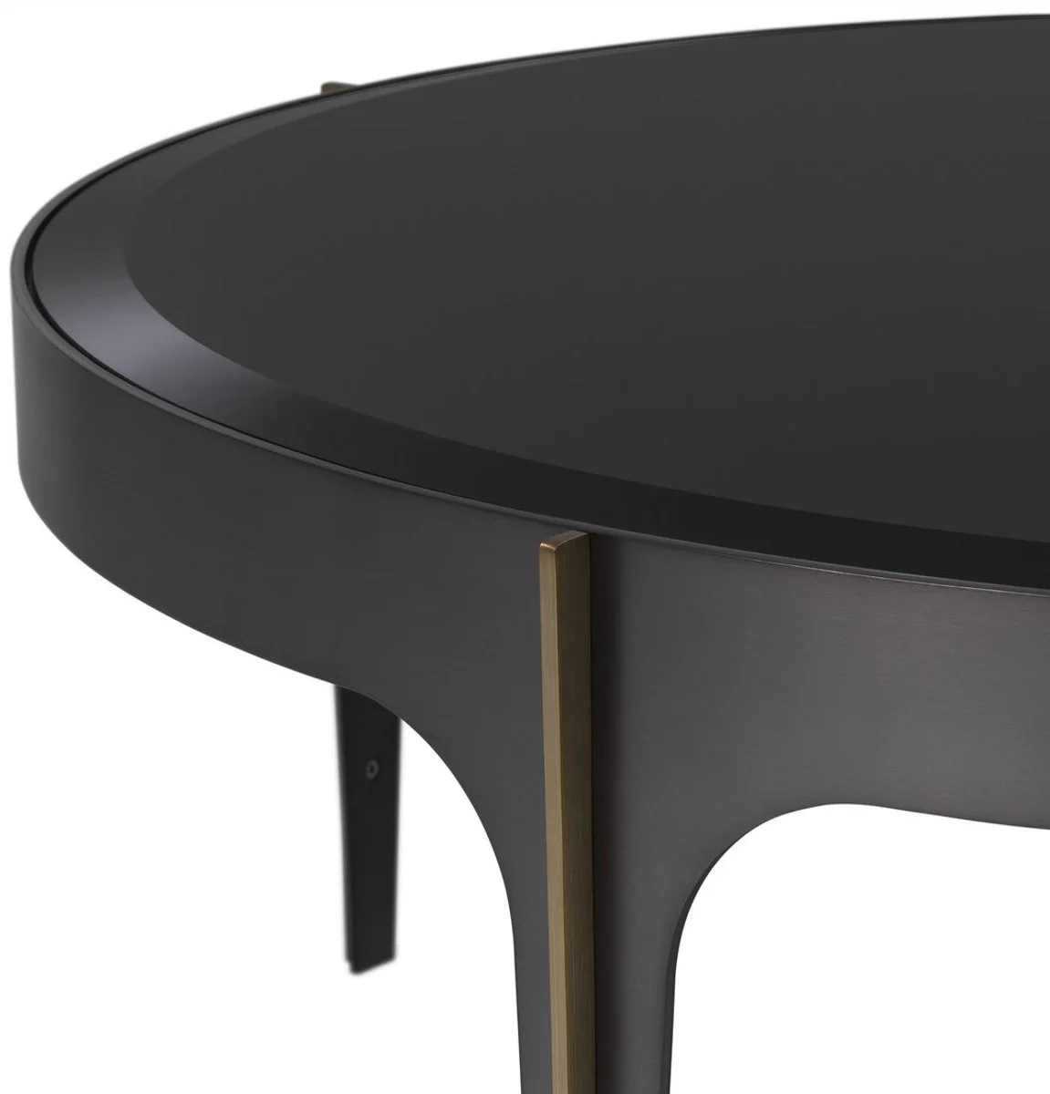 Luxury coffee table bronze / brass / black Ø 94 x H. 34.5 cm - Round stainless steel living room table with glass top - Luxury living room furniture