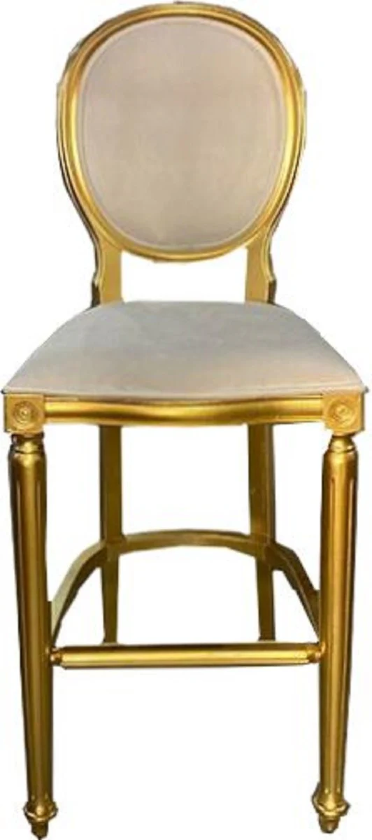 Baroque Bar Chair Cream / Gold - Handmade Antique Style Bar Stool - Baroque Bar Furniture