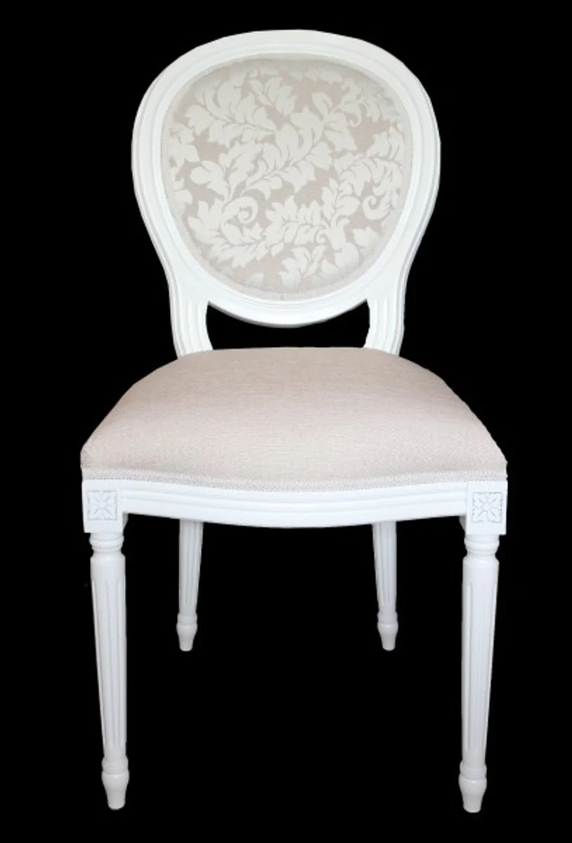Baroque dining room chair without armrest cream / white - designer chair - luxury quality