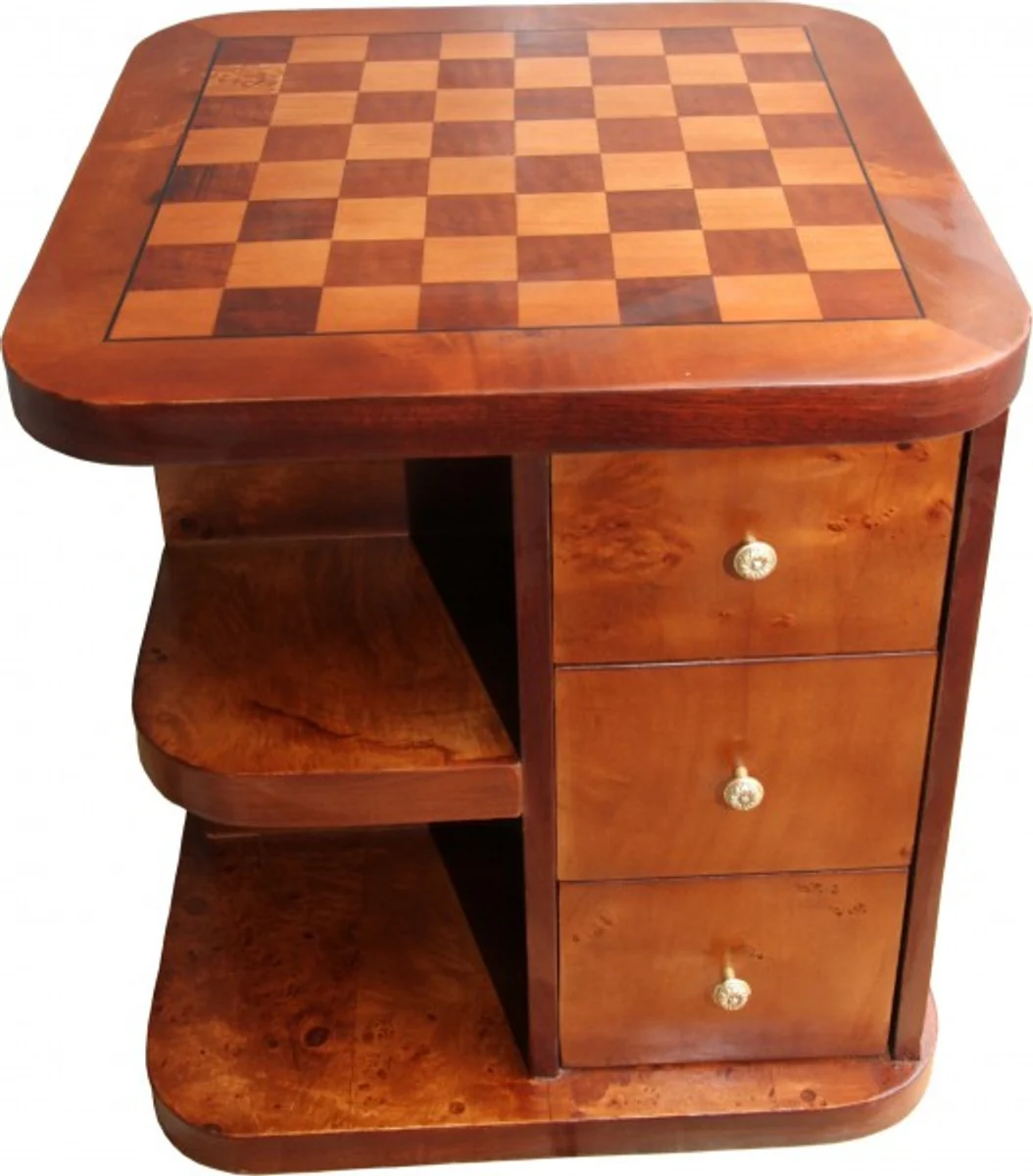Art Deco game table chess / checkers mahogany Mod2 L 50 x W 50 x H 55 cm - furniture antique style baroque