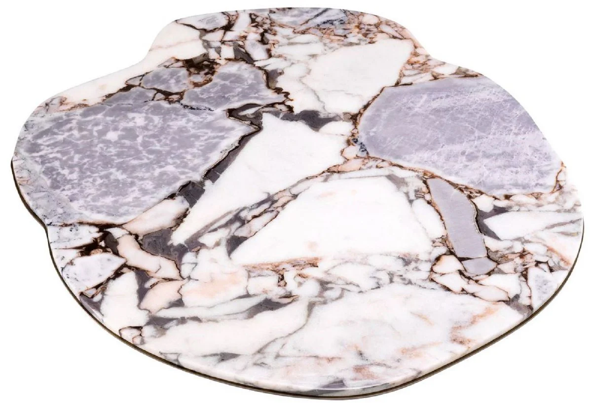 Luxury coffee table multicolored / brass 100.5 x 88.5 x H. 37 cm - stainless steel living room table with marble top - living room furniture - luxury furniture - living room furnishings - luxury quality