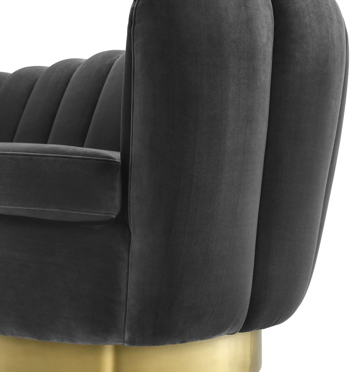 Luxury velvet sofa dark gray / brass 225 x 90 x H. 80 cm - living room sofa - luxury quality