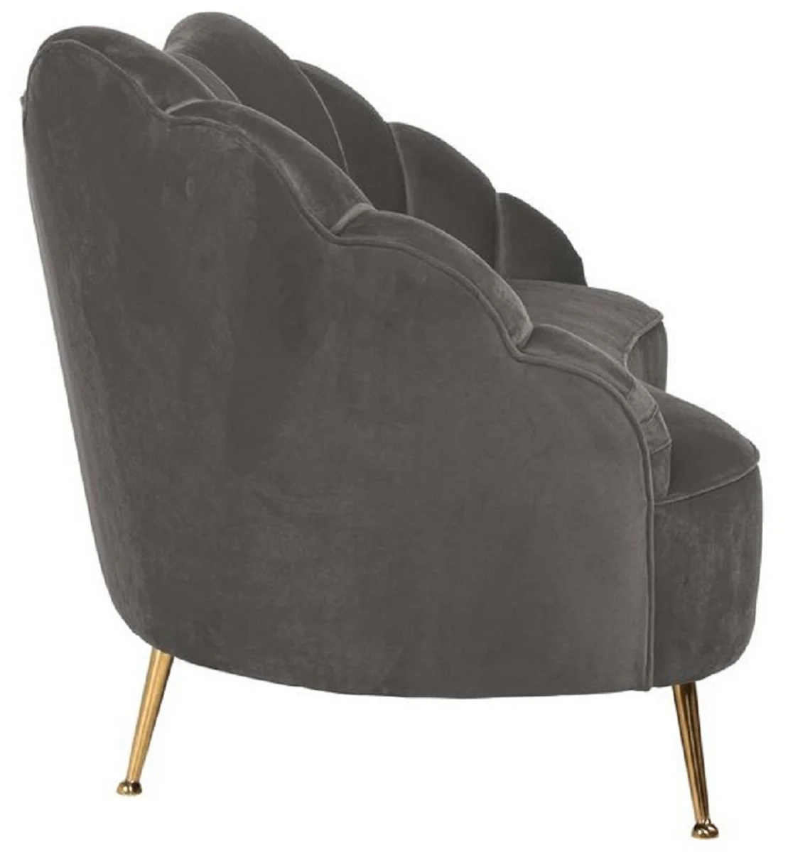 Luxury velvet sofa gray / gold 230 x 94 x H. 90 cm - Living room sofa with elegant velvet fabric - Living room furniture - Luxury furniture - Living room furnishings - Luxury furnishings