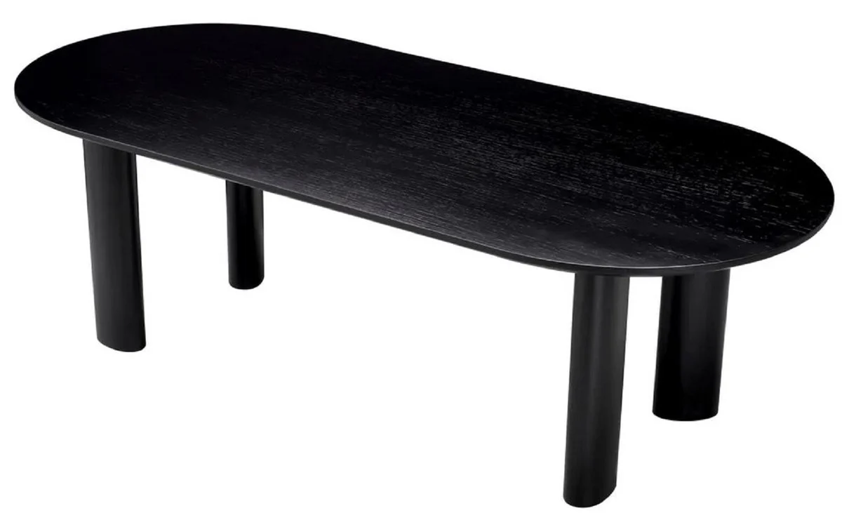 Luxury dining table black 244 x 109.5 x H. 77 cm - Oval solid wood kitchen table - Dining room furniture - Kitchen furniture - Luxury furniture - Luxury furnishings