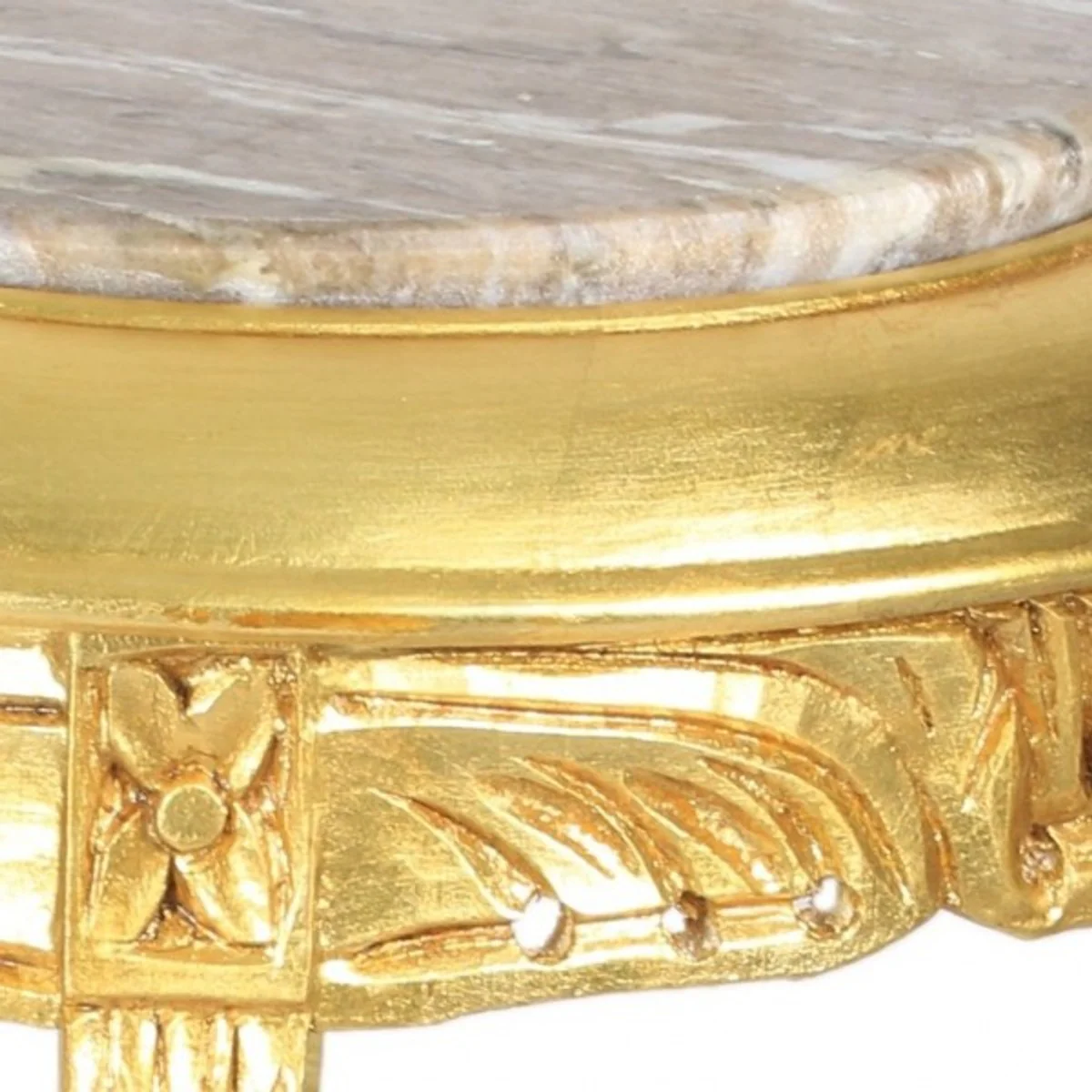 Baroque side table with cream marble top round gold 50 x 35 cm antique style - telephone flower table