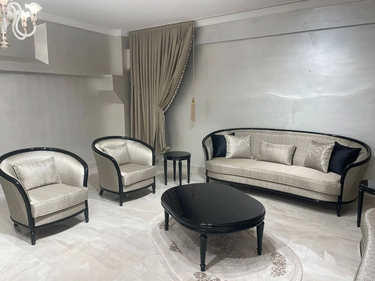 Luxury Baroque Sofa Gold / Black - Baroque Style Living Room Sofa - Baroque Style Living Room Furniture - Luxury Furniture in Baroque Style - Baroque Furnishings - Noble & Magnificent