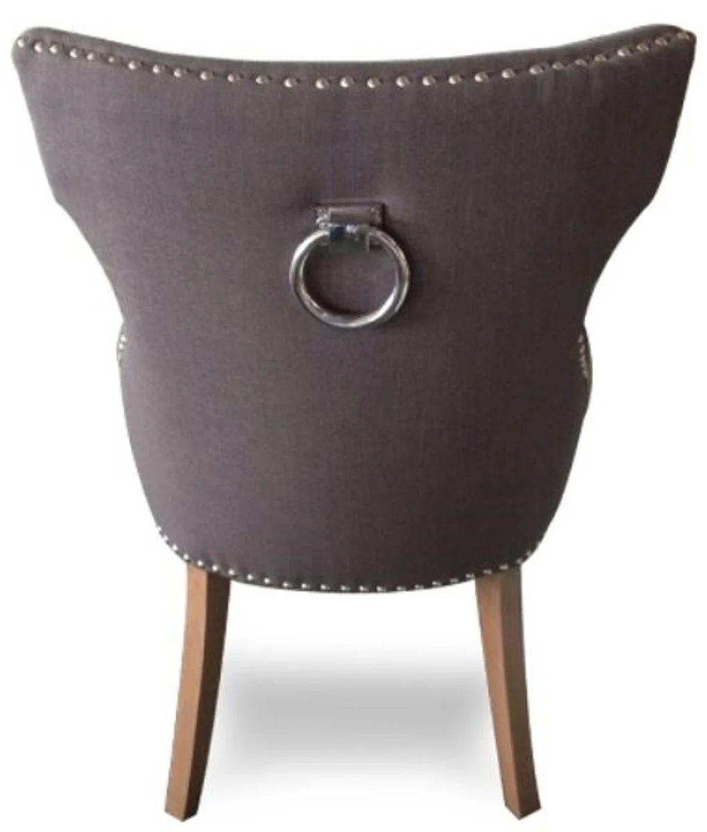 Luxury dining room chair dark gray / brown 59 x 65 x H. 98 cm - Dining room furniture