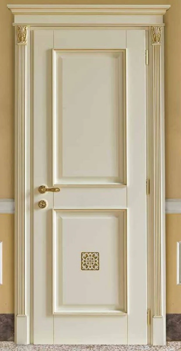 Luxury Baroque apartment door cream / gold - Magnificent solid wood door with frame - Luxury furniture in Baroque style - Hotel furniture - Baroque furniture - Made in Italy - Luxury quality