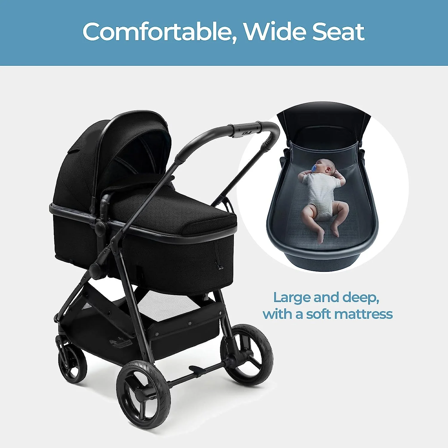 Umwandelbarer Kinderwagen mit Stubenwagen-Modus – faltbarer Kinderwagen, um als Familie mehr zu erkunden – Kleinkind-Kinderwagen mit umkehrbarem Kinderwagensitz