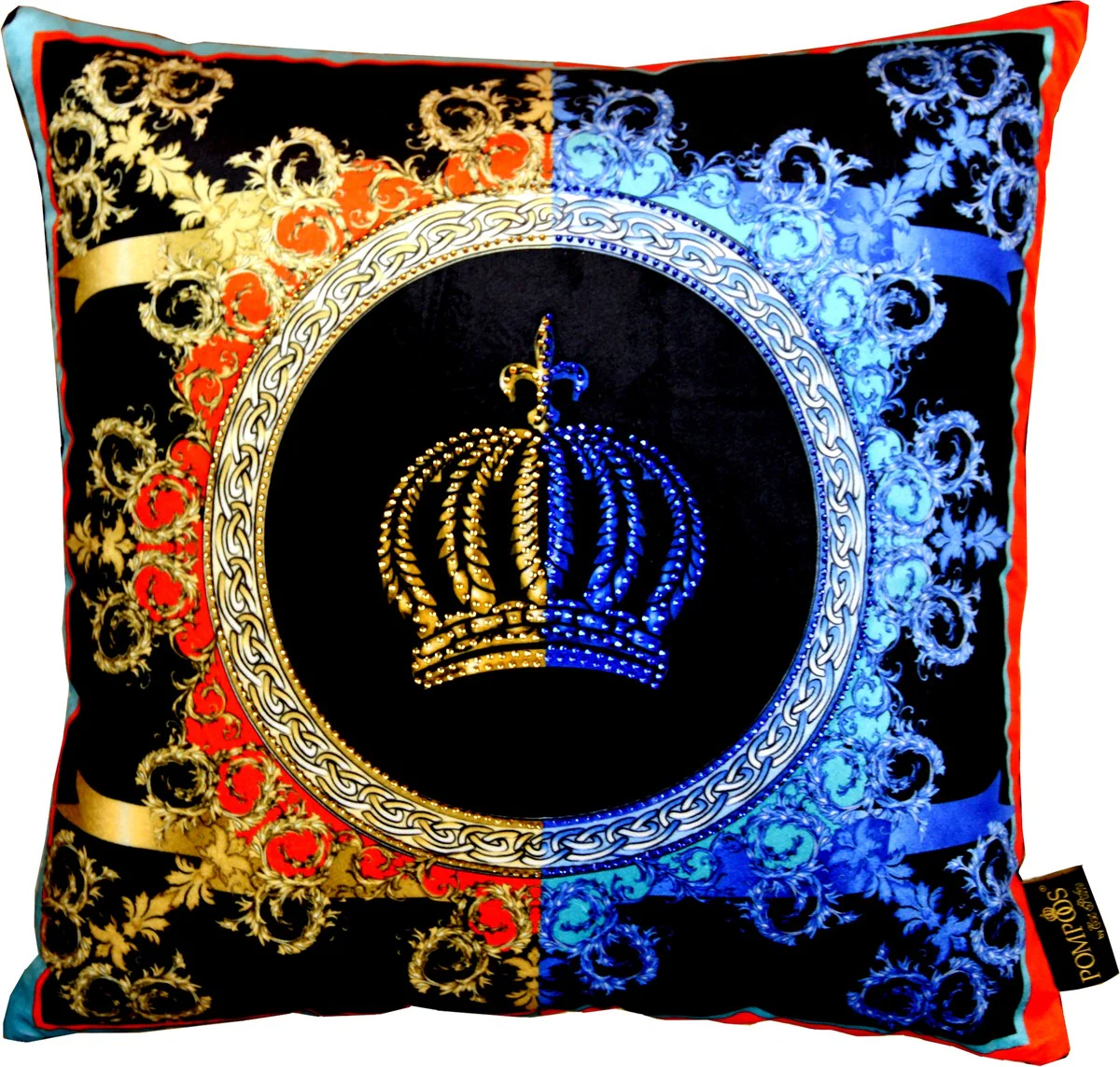 Harald Glööckler Designer Decorative Cushion Pompöös by with Glitter Stones Crown - Art Collection -
