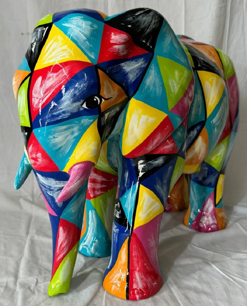 XXL Deko Skulptur Elefant Bunt 90 cm - Garten Deko Figur