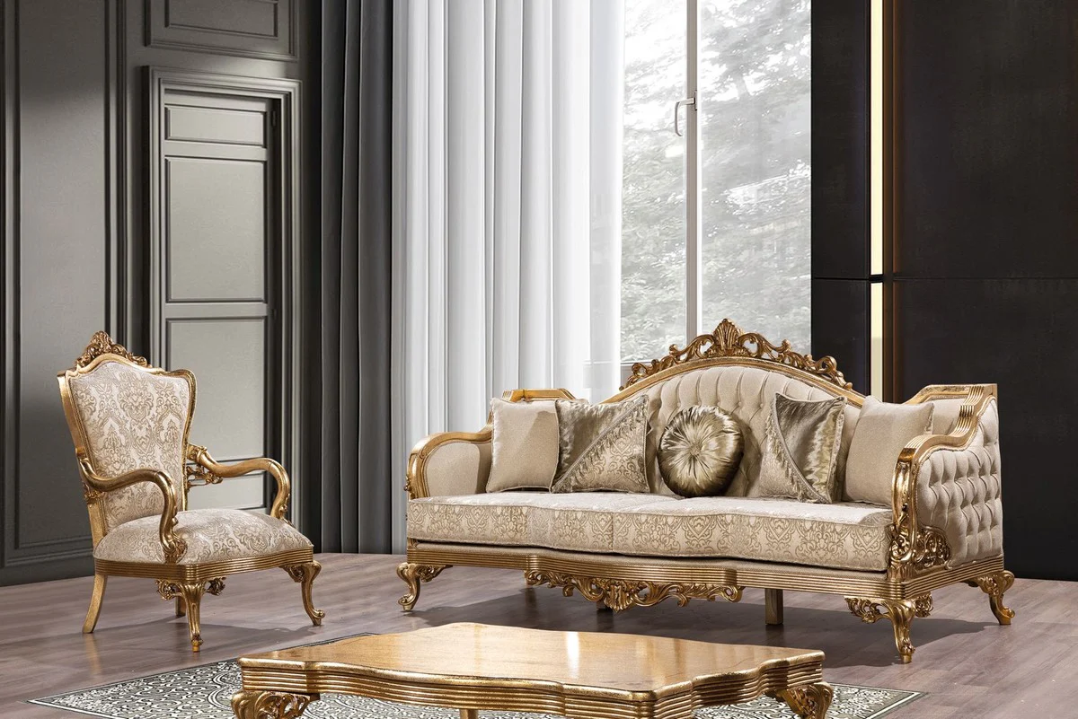 Luxury Baroque Coffee Table Antique Gold - Rectangular Baroque Style Living Room Table - Baroque Style Living Room Furniture - Handmade Baroque Furniture - Luxury Furniture in Baroque Style - Noble & Magnificent