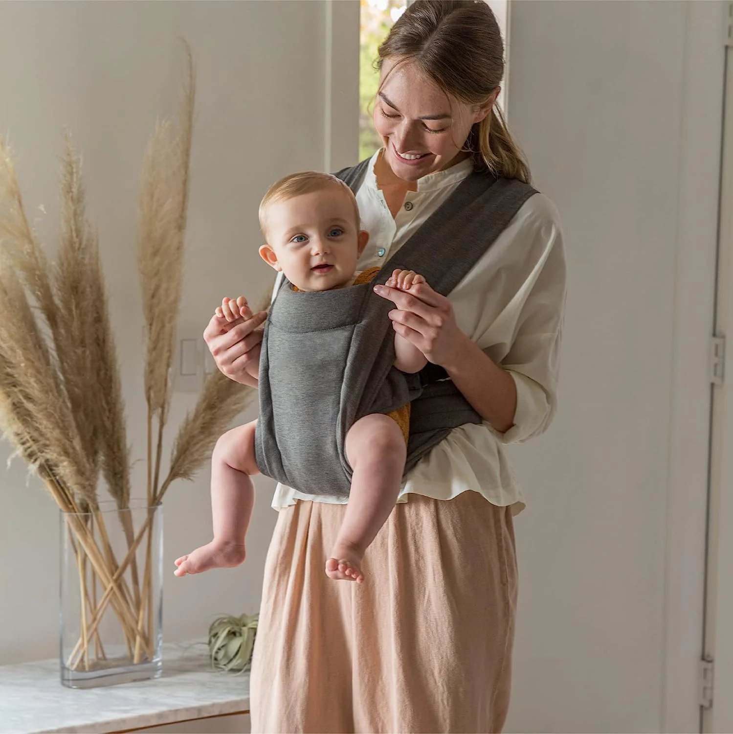 Embrace Cosy Newborn Essentials Babytragetuch (3–10 kg), Ponte-Strick, Blush Pink