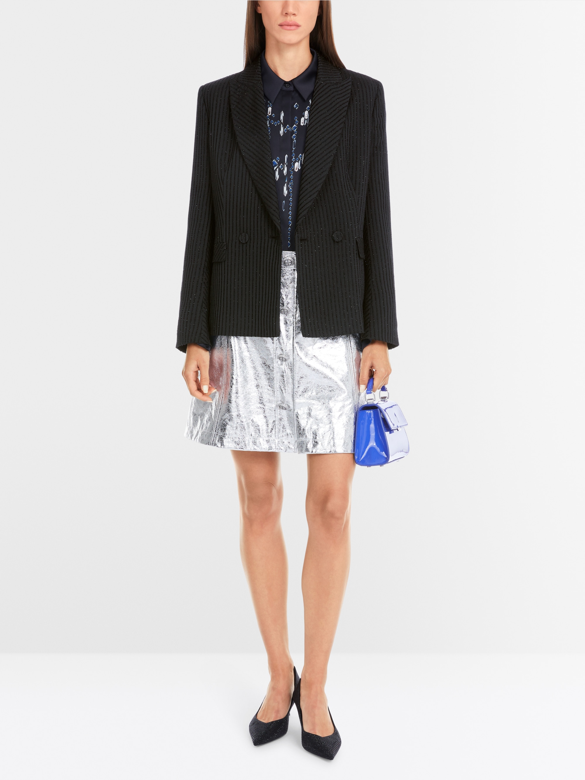 Marc-Cain Glänzender Blazer mit farblich abgestimmten Streifen