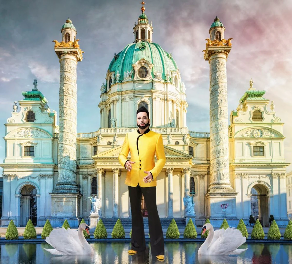 Harald Glööckler designer baroque non-woven wallpaper 58512 - peacock - cream / purple / multicolored