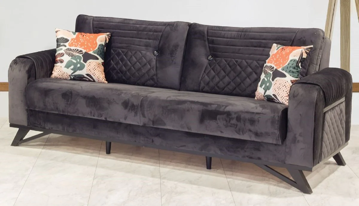 Luxury sofa bed black / gray 215 x 90 x H. 80 cm - Modern living room sofa - Modern living room furniture